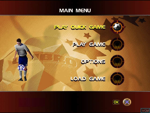 Image du menu du jeu Michael Owen's World League Soccer 99 sur Sony Playstation