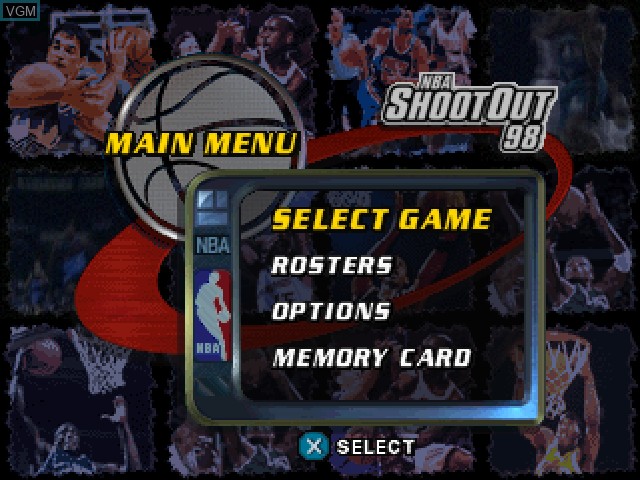 Image du menu du jeu NBA ShootOut 98 sur Sony Playstation