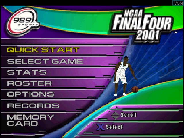 Image du menu du jeu NCAA Final Four 2001 sur Sony Playstation
