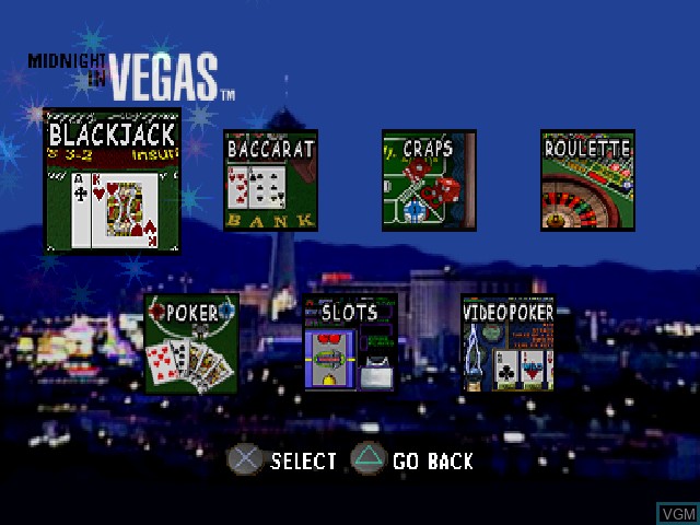 Image du menu du jeu Midnight In Vegas sur Sony Playstation