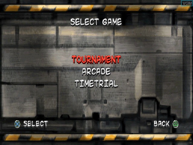 Image du menu du jeu Miracle Space Race sur Sony Playstation