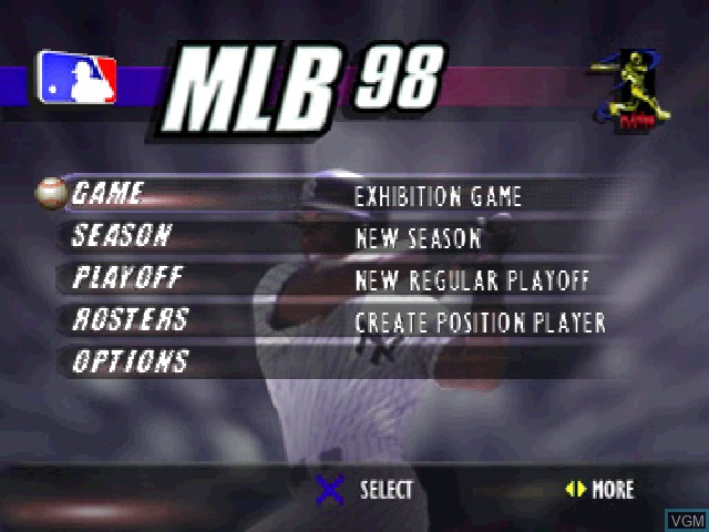 Image du menu du jeu MLB 98 sur Sony Playstation
