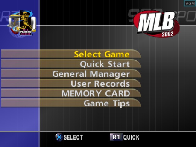 Image du menu du jeu MLB 2002 sur Sony Playstation