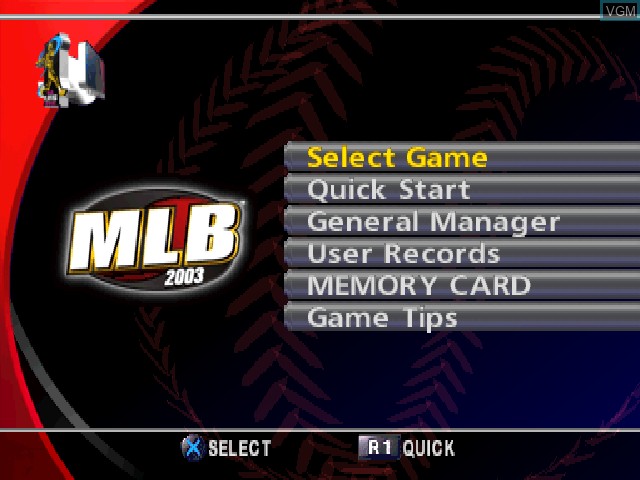 Image du menu du jeu MLB 2003 sur Sony Playstation
