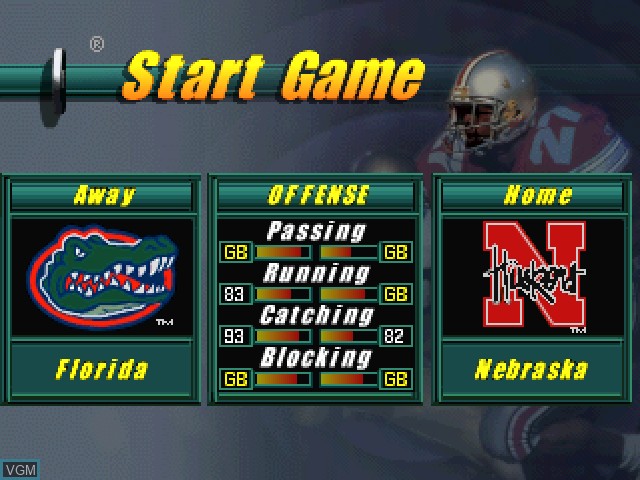 Image du menu du jeu NCAA GameBreaker sur Sony Playstation