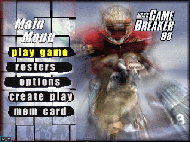 Image du menu du jeu NCAA GameBreaker 98 sur Sony Playstation