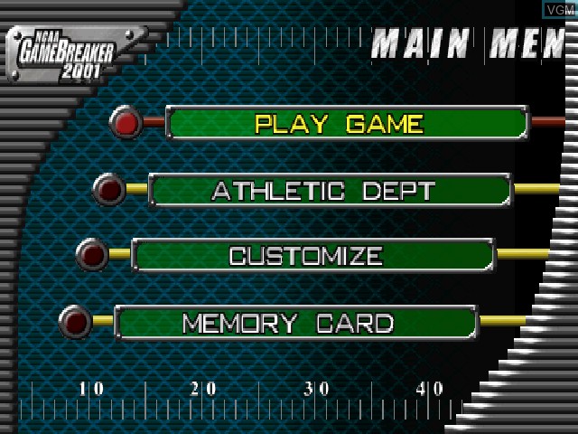 Image du menu du jeu NCAA GameBreaker 2001 sur Sony Playstation