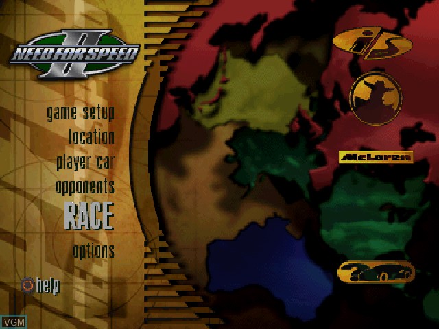 Image du menu du jeu Need for Speed II sur Sony Playstation