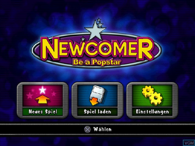 Image du menu du jeu Newcomer - Be A Popstar sur Sony Playstation