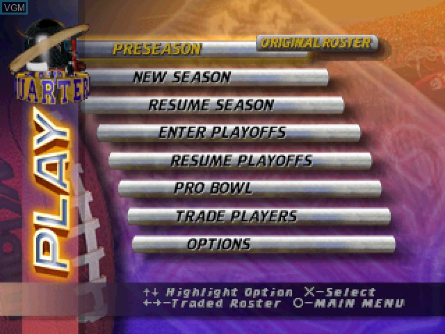 Image du menu du jeu NFL Quarterback Club 97 sur Sony Playstation