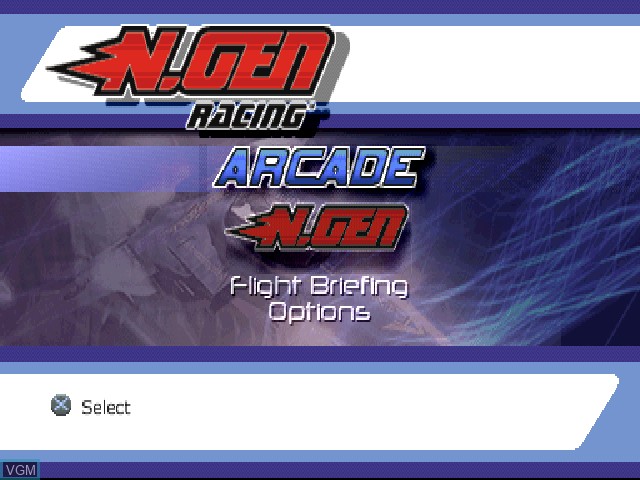 Image du menu du jeu NGEN Racing sur Sony Playstation