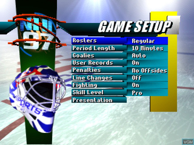 Image du menu du jeu NHL 97 sur Sony Playstation