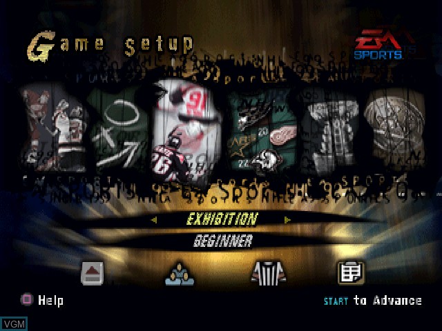 Image du menu du jeu NHL 99 sur Sony Playstation