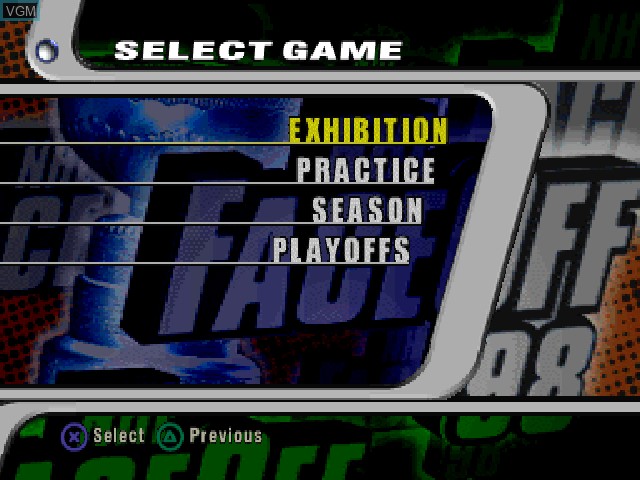 Image du menu du jeu NHL FaceOff 98 sur Sony Playstation