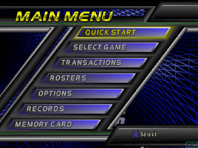 Image du menu du jeu NHL FaceOff 99 sur Sony Playstation
