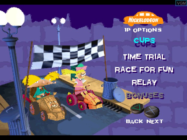 Image du menu du jeu NickToons Racing sur Sony Playstation