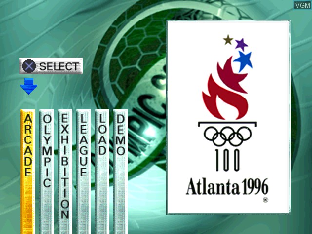 Image du menu du jeu Olympic Soccer - Atlanta 1996 sur Sony Playstation