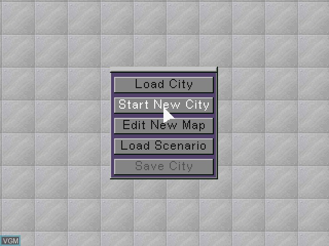 Image du menu du jeu SimCity 2000 sur Sony Playstation
