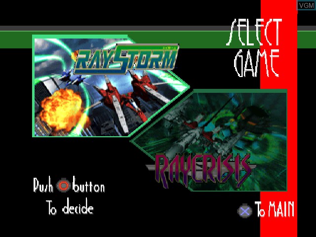 Image du menu du jeu Simple 1500 Series Vol. 75 - The Double Shooting - RayStorm x RayCrisis sur Sony Playstation