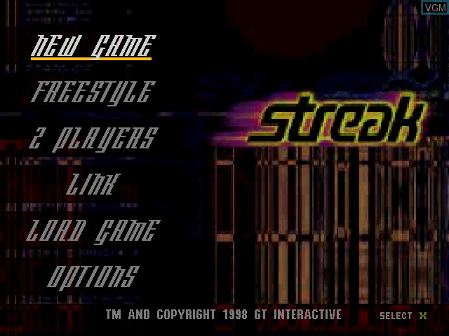 Image du menu du jeu Streak - Hoverboard Racing sur Sony Playstation