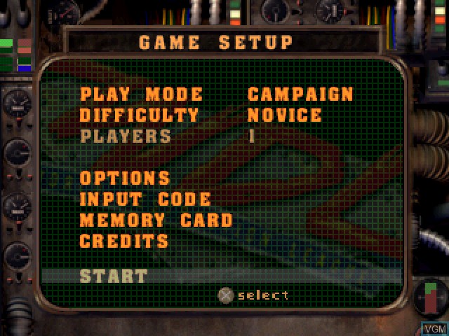Image du menu du jeu World Destruction League - WarJetz sur Sony Playstation