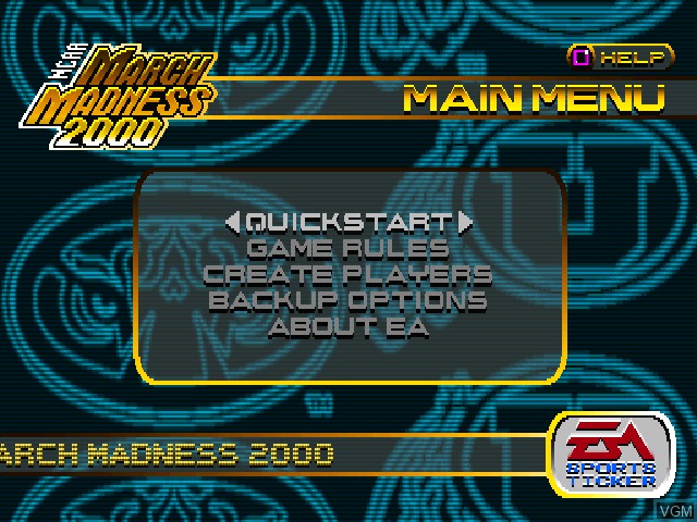Image du menu du jeu NCAA March Madness 2000 sur Sony Playstation