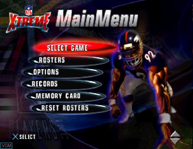 Image du menu du jeu NFL Xtreme sur Sony Playstation