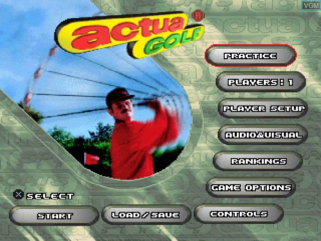 Image du menu du jeu Actua Golf sur Sony Playstation