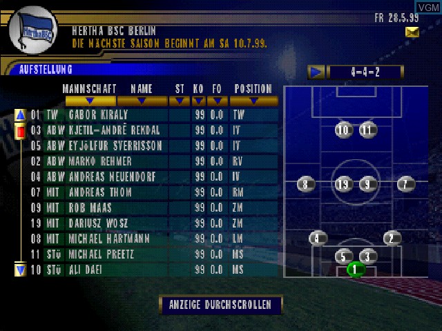 Image in-game du jeu Bundesliga 2000 - Der Fussball-Manager sur Sony Playstation