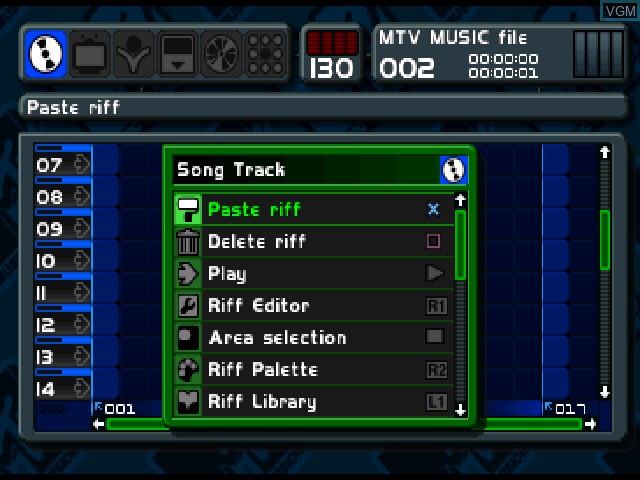 Image in-game du jeu MTV Music Generator sur Sony Playstation