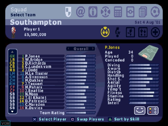 Image in-game du jeu LMA Manager 2002 sur Sony Playstation
