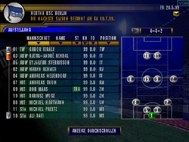 Image in-game du jeu Bundesliga 2000 - Der Fussball-Manager sur Sony Playstation