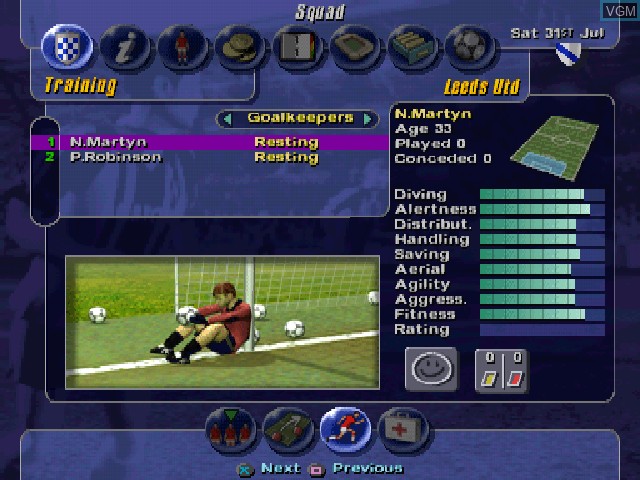 Image in-game du jeu LMA Manager sur Sony Playstation