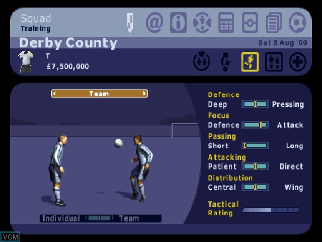 Image in-game du jeu LMA Manager 2001 sur Sony Playstation