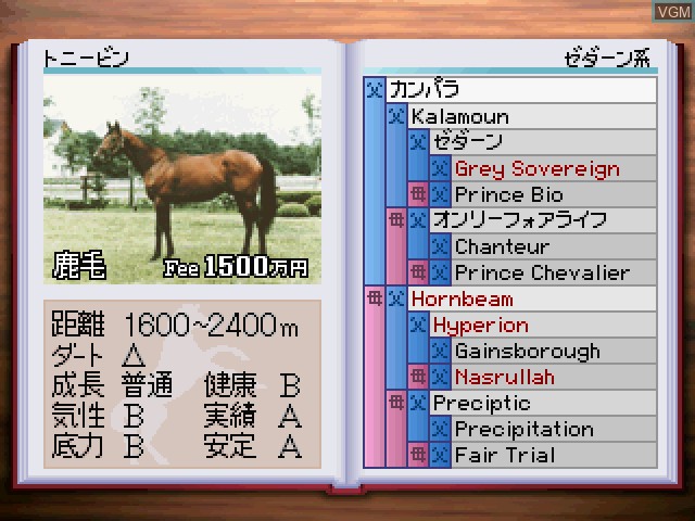 Image in-game du jeu Derby Stallion '99 sur Sony Playstation