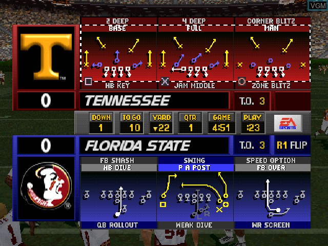Image in-game du jeu NCAA Football 2000 sur Sony Playstation