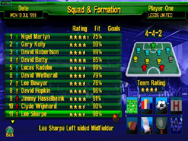 Image in-game du jeu Premier Manager Ninety Nine sur Sony Playstation