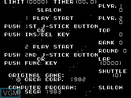 Image de l'ecran titre du jeu Space Slalom sur Sega SG-1000