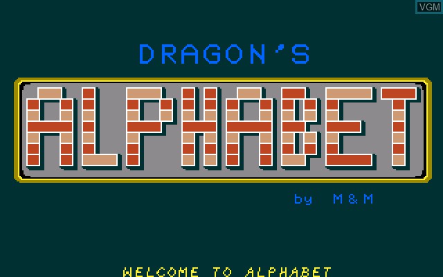 Image de l'ecran titre du jeu Dragon's Alphabet sur Sony SMC-777