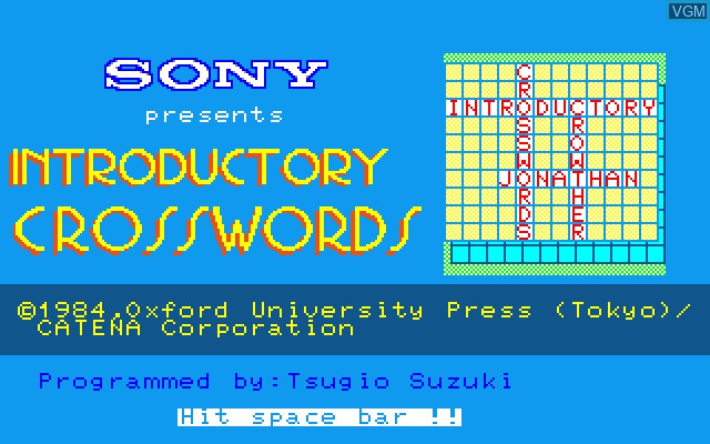 Image de l'ecran titre du jeu Introductory Crosswords sur Sony SMC-777