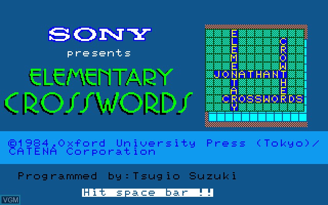 Image de l'ecran titre du jeu Elementary Crosswords sur Sony SMC-777