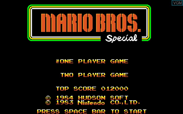 Image de l'ecran titre du jeu Mario Bros Special sur Sony SMC-777