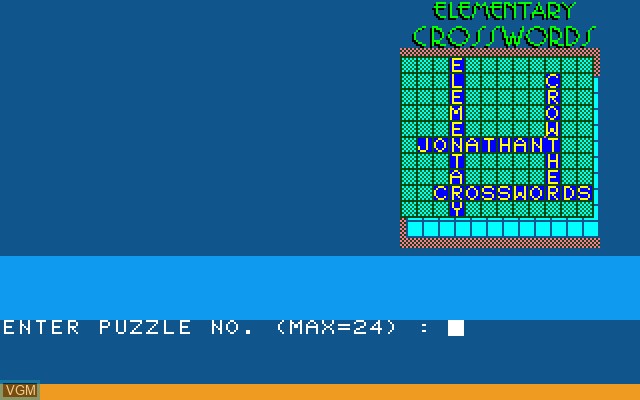 Image du menu du jeu Elementary Crosswords sur Sony SMC-777