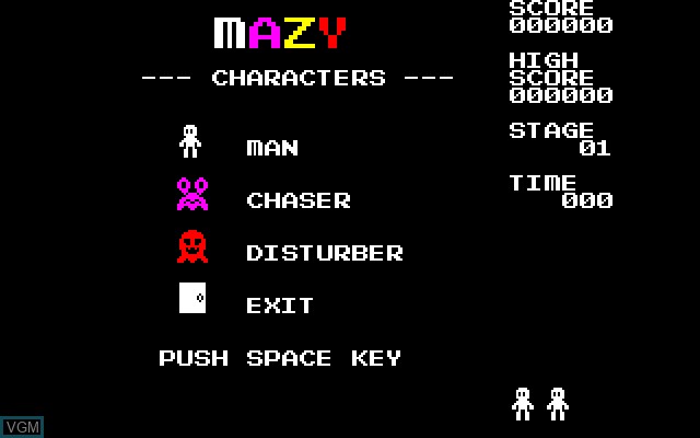 Image du menu du jeu MAZY sur Sony SMC-777