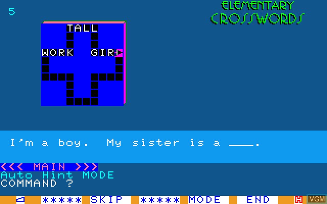 Image in-game du jeu Elementary Crosswords sur Sony SMC-777