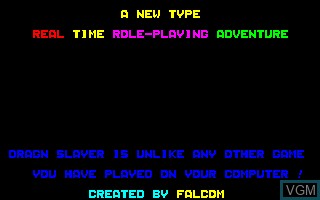 Image de l'ecran titre du jeu Dragon Slayer sur Sharp X1