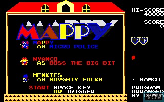 Image de l'ecran titre du jeu Mappy sur Sharp X1