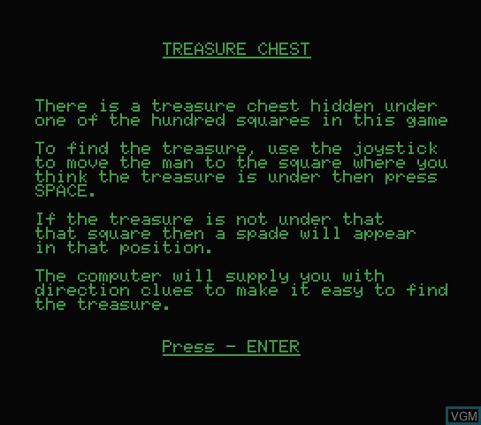 Image de l'ecran titre du jeu Treasure Chest sur Spectravideo SVI 318 / 328