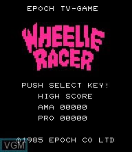 Image de l'ecran titre du jeu Wheelie Racer sur Epoch S. Cassette Vision