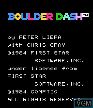 Image de l'ecran titre du jeu Boulder Dash sur Epoch S. Cassette Vision